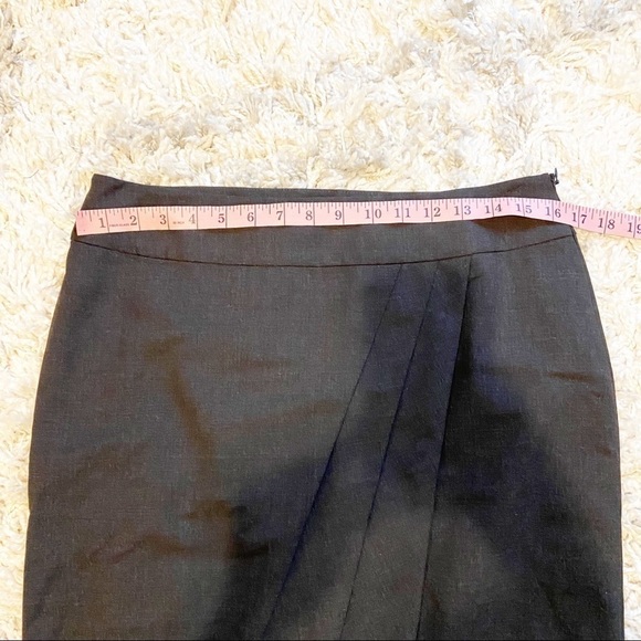 Ann Taylor | Dark Grey Side Front Pleat Wool Skirt - Picture 7 of 9